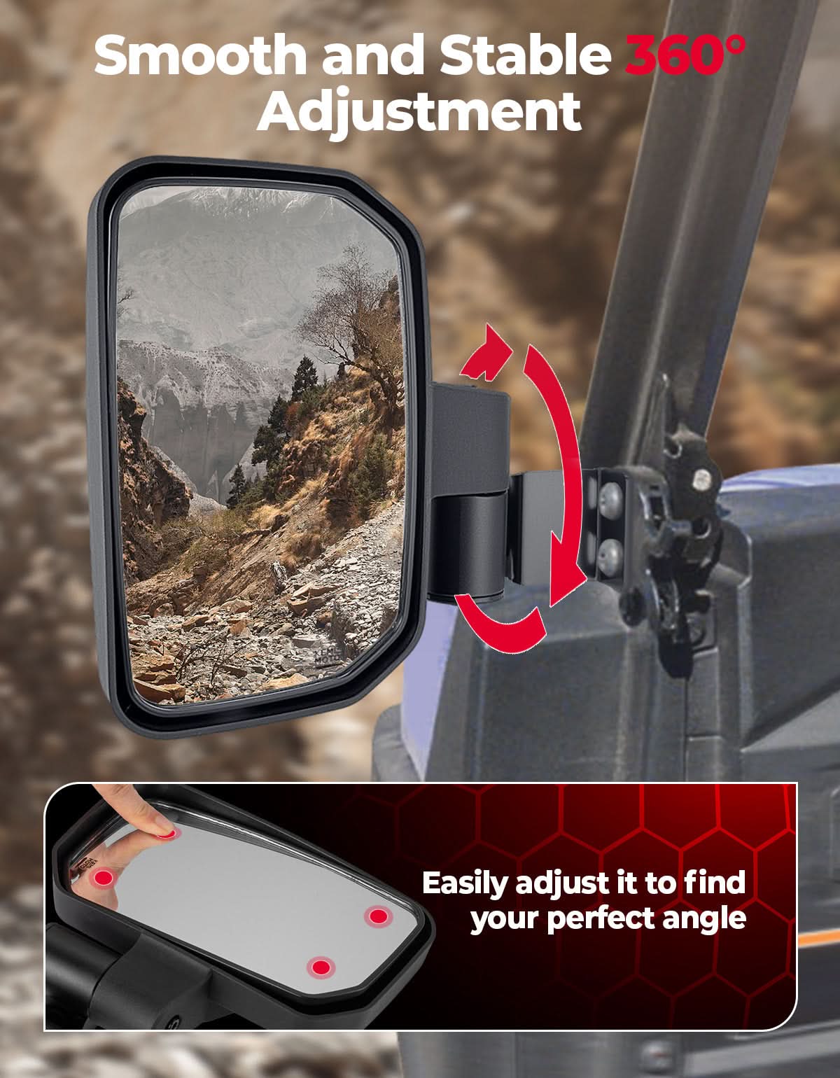 UTV Side View Mirrors for Polaris Ranger 570/500/900 XP (2014-2025)