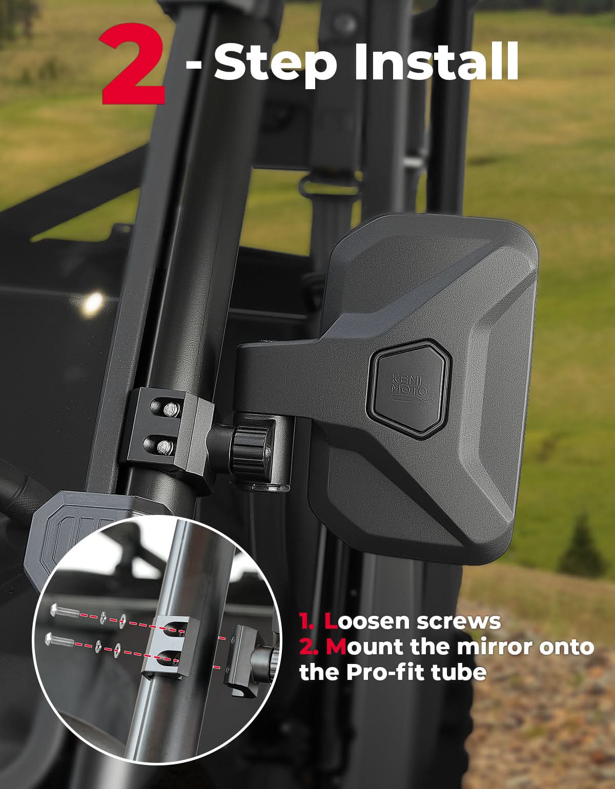 Kemimoto Spring-Back UTV Side Mirrors for Polaris Can-Am CFMOTO