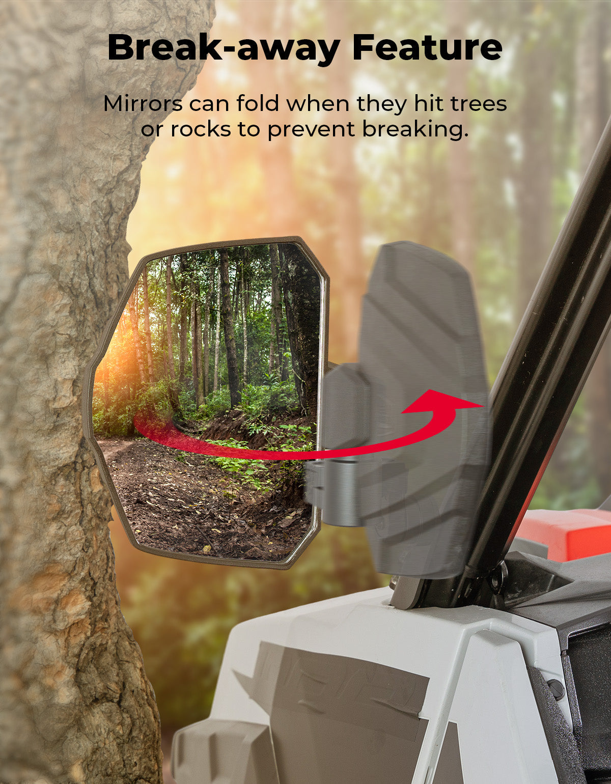 KEMIMOTO UTV Large Side Mirrors for Polaris General 1000 2016-2026