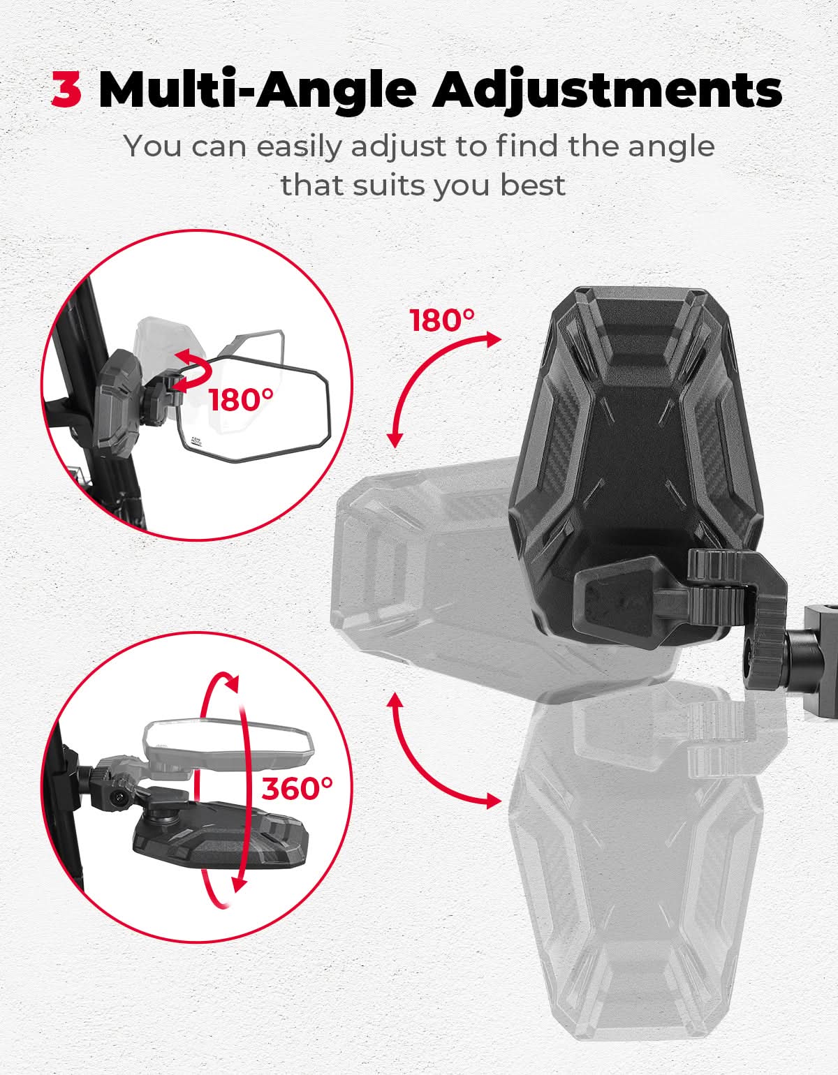 Kemimoto UTV Side Rear View Mirrors Windshield-Compatible