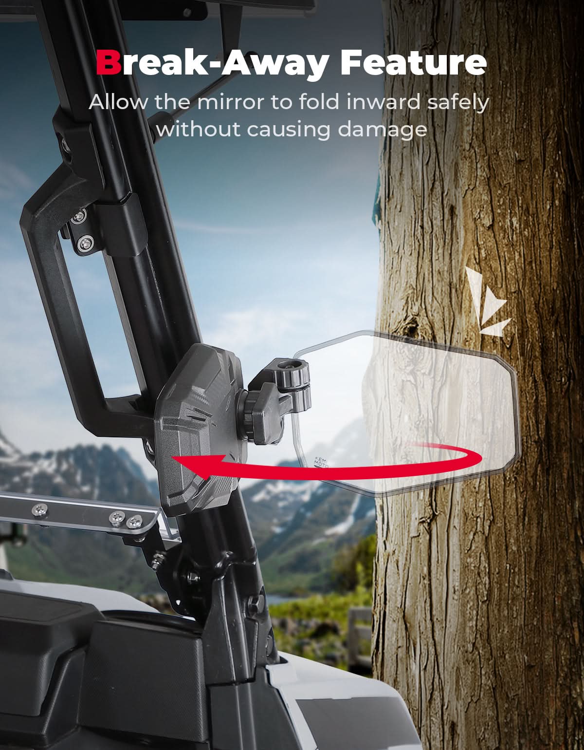 Kemimoto UTV Side Rear View Mirrors Windshield-Compatible