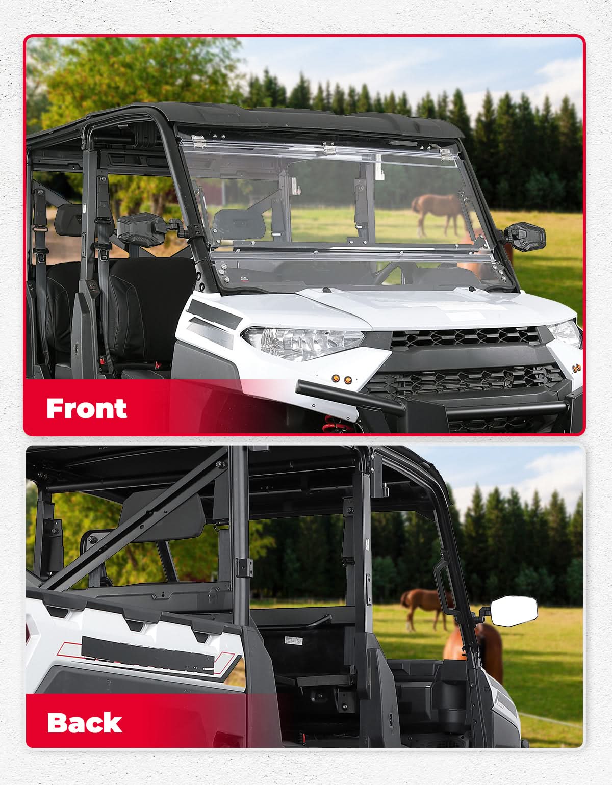 Kemimoto UTV Side Rear View Mirrors Windshield-Compatible