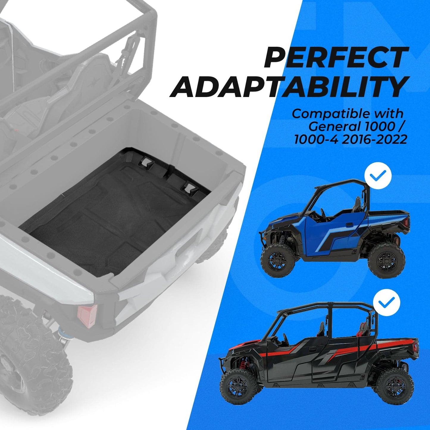 KEMIMOTO Bed Liner Mat Extra Lip Polaris General 1000