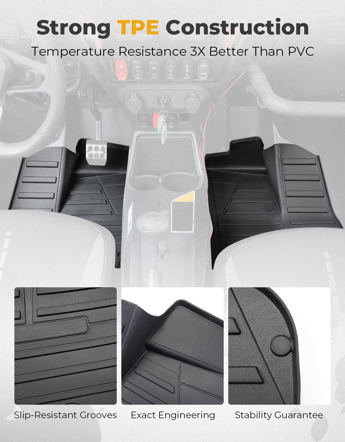 Kemimoto TPE Front Floor Mats for CFMOTO ZFORCE 950