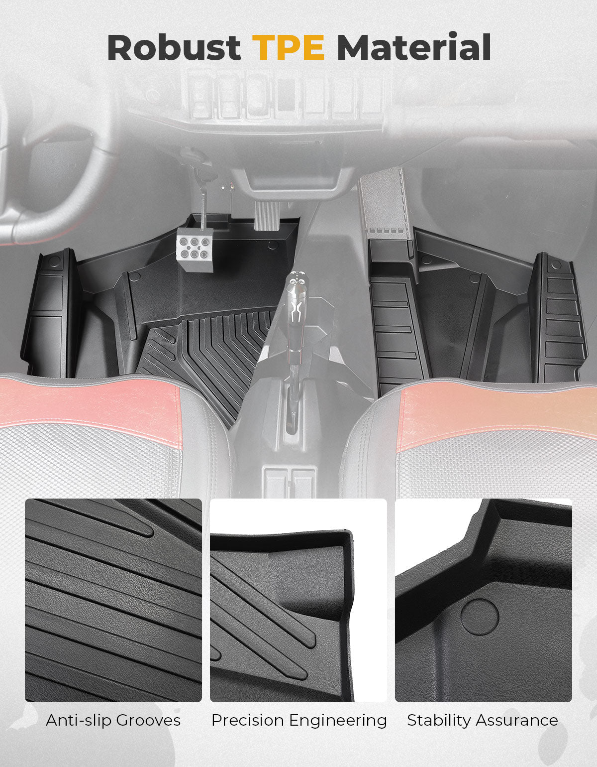Kemimoto TPE Floor Mats for Polaris RZR XP 1000/4 2024-2025
