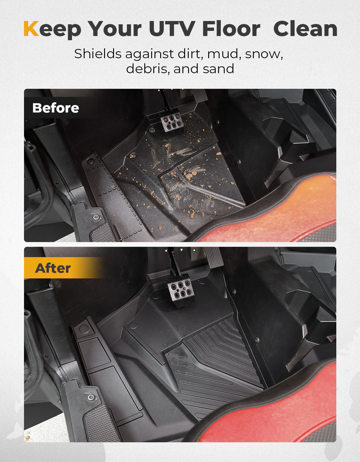 Kemimoto TPE Floor Mats for Polaris RZR XP 1000/4 2024-2025