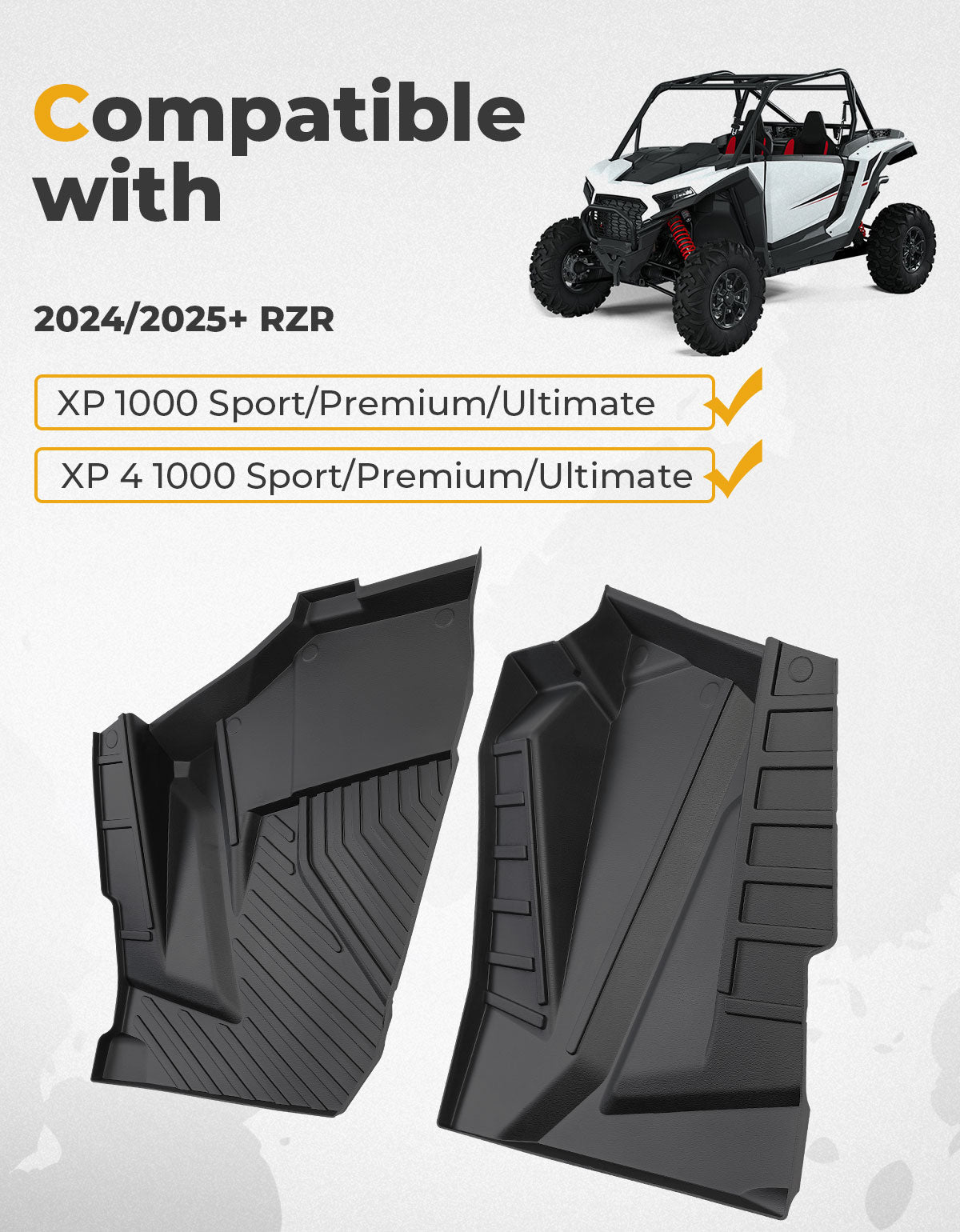 Kemimoto TPE Floor Mats for Polaris RZR XP 1000/4 2024-2025