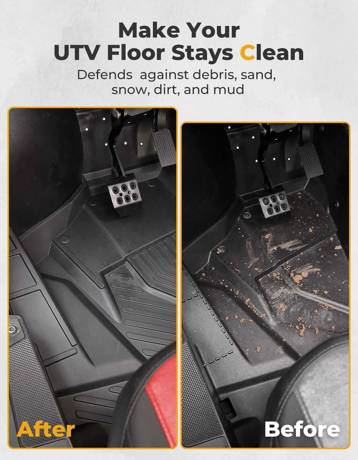 TPE Non‑Slip Floor Mats 4PCS for 2024/2025 Polaris RZR XP 4 1000