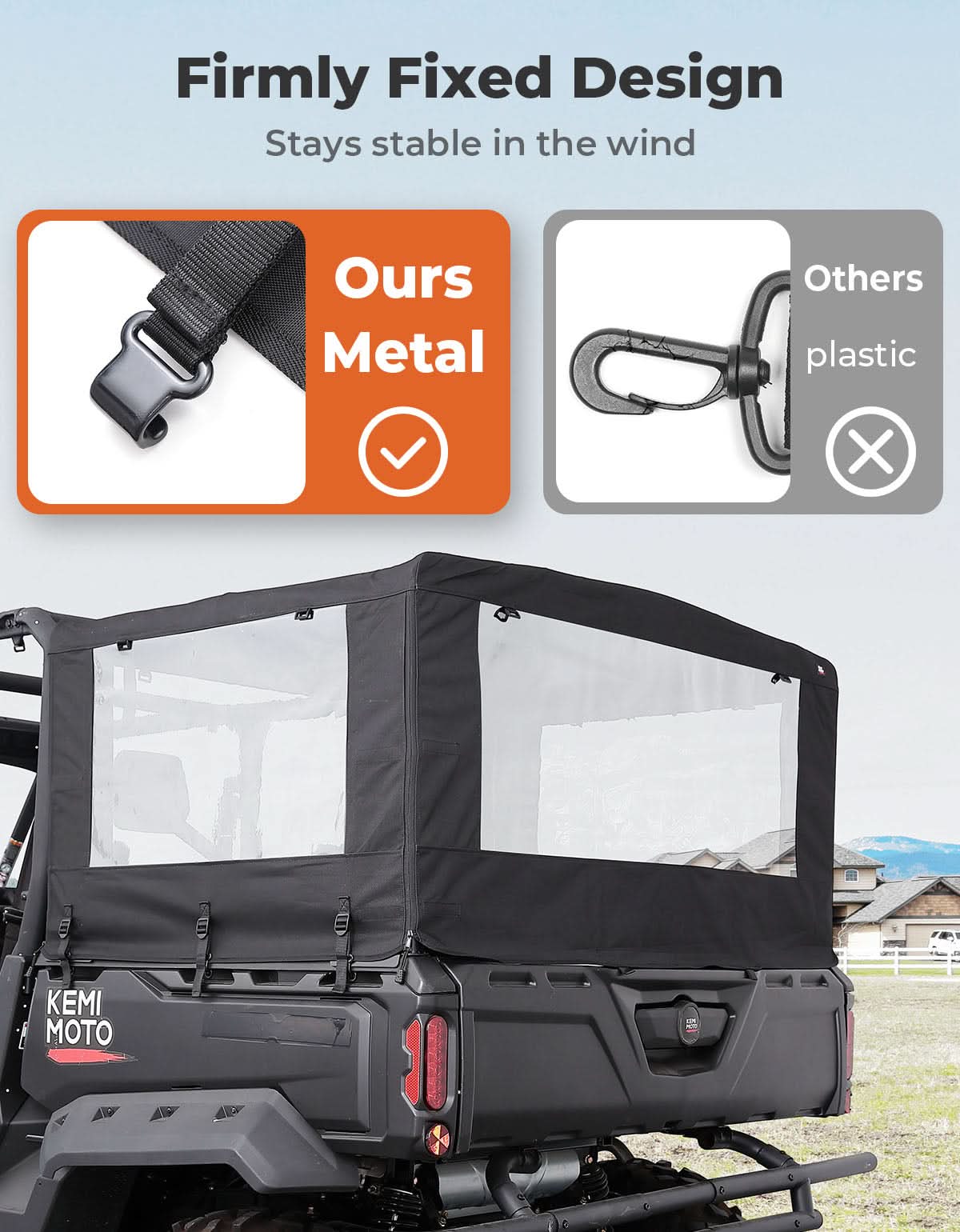 Kemimoto Soft Cargo Camper Bed Cover Black for Can‑Am Defender