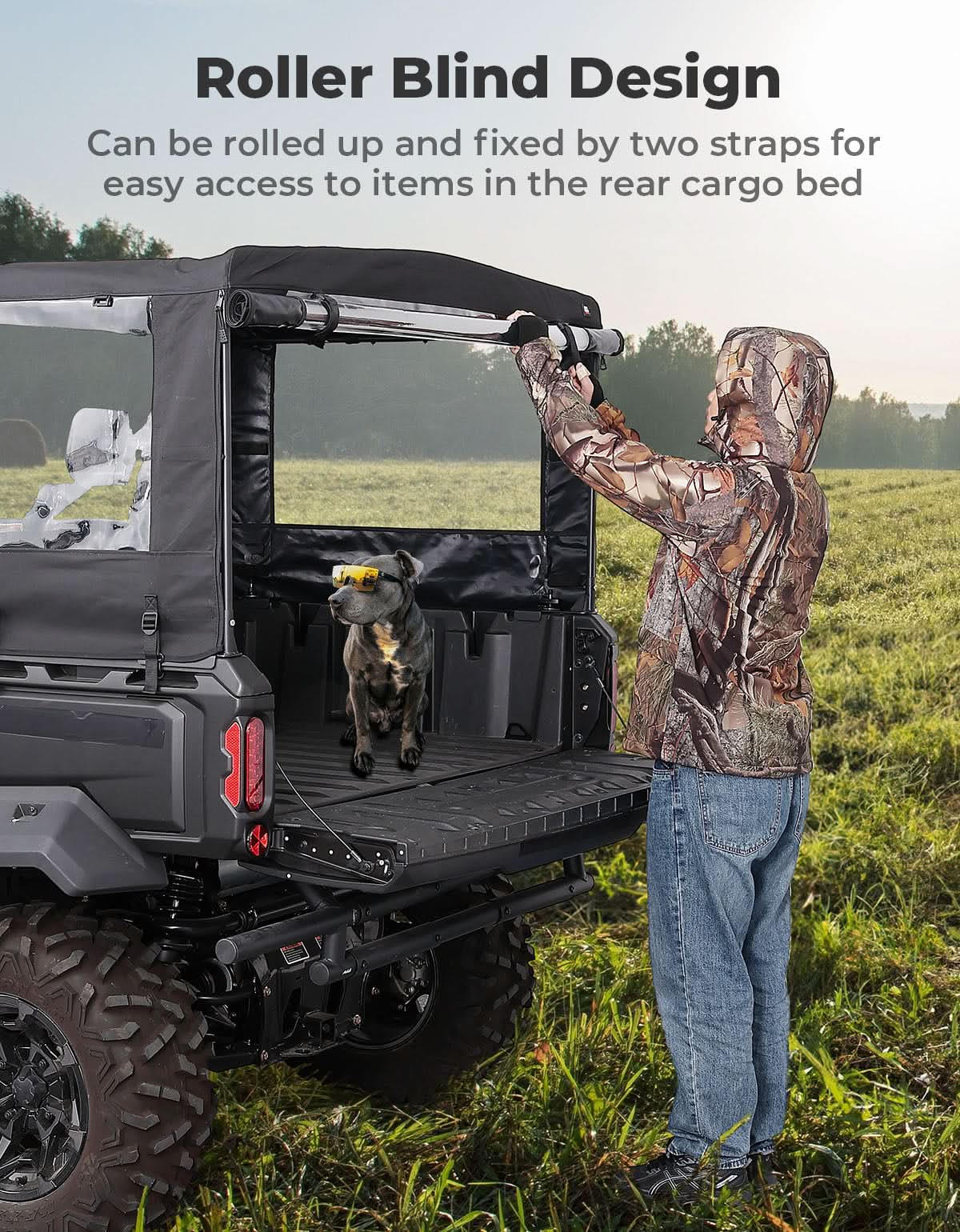 Kemimoto Soft Cargo Camper Bed Cover Black for Can‑Am Defender