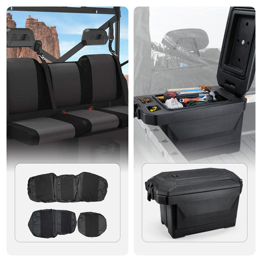 KEMIMOTO Waterproof Seat Cover & Cargo Box for Polaris Ranger