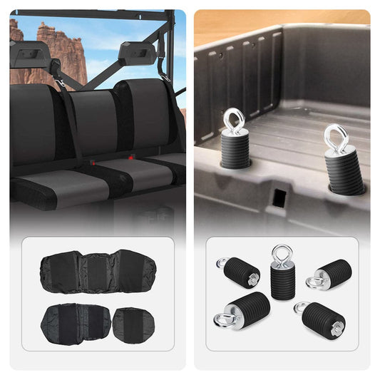 KEMIMOTO UTV Waterproof Seat Cover & 2" Tie‑Down Anchors for Polaris Ranger