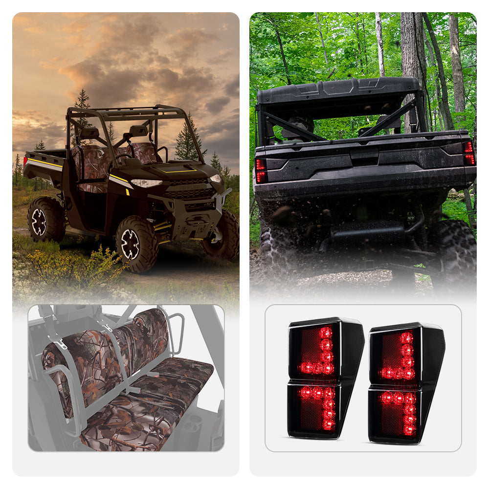 Kemimoto Camouflage Seat Cover Tail Light for Polaris Ranger 2018-2026