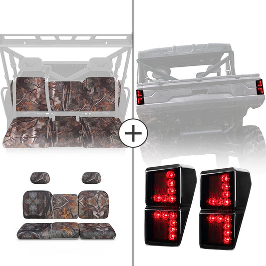 Kemimoto Camouflage Seat Cover Tail Light for Polaris Ranger 2018-2026
