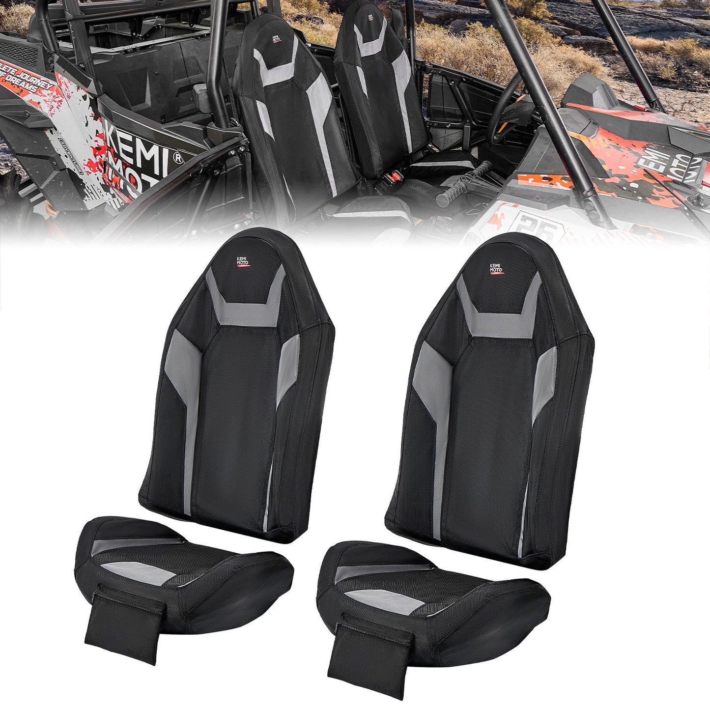 Kemimoto Seat Covers 1680D for Polaris RZR XP 1000 Turbo