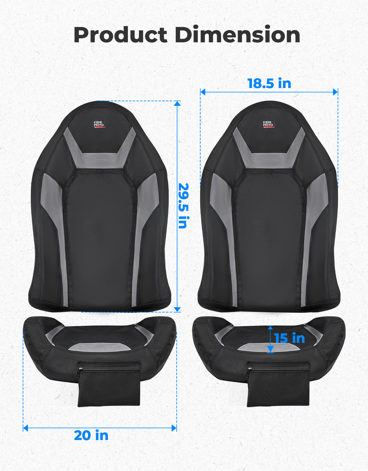 Kemimoto Seat Covers 1680D for Polaris RZR XP 1000 Turbo