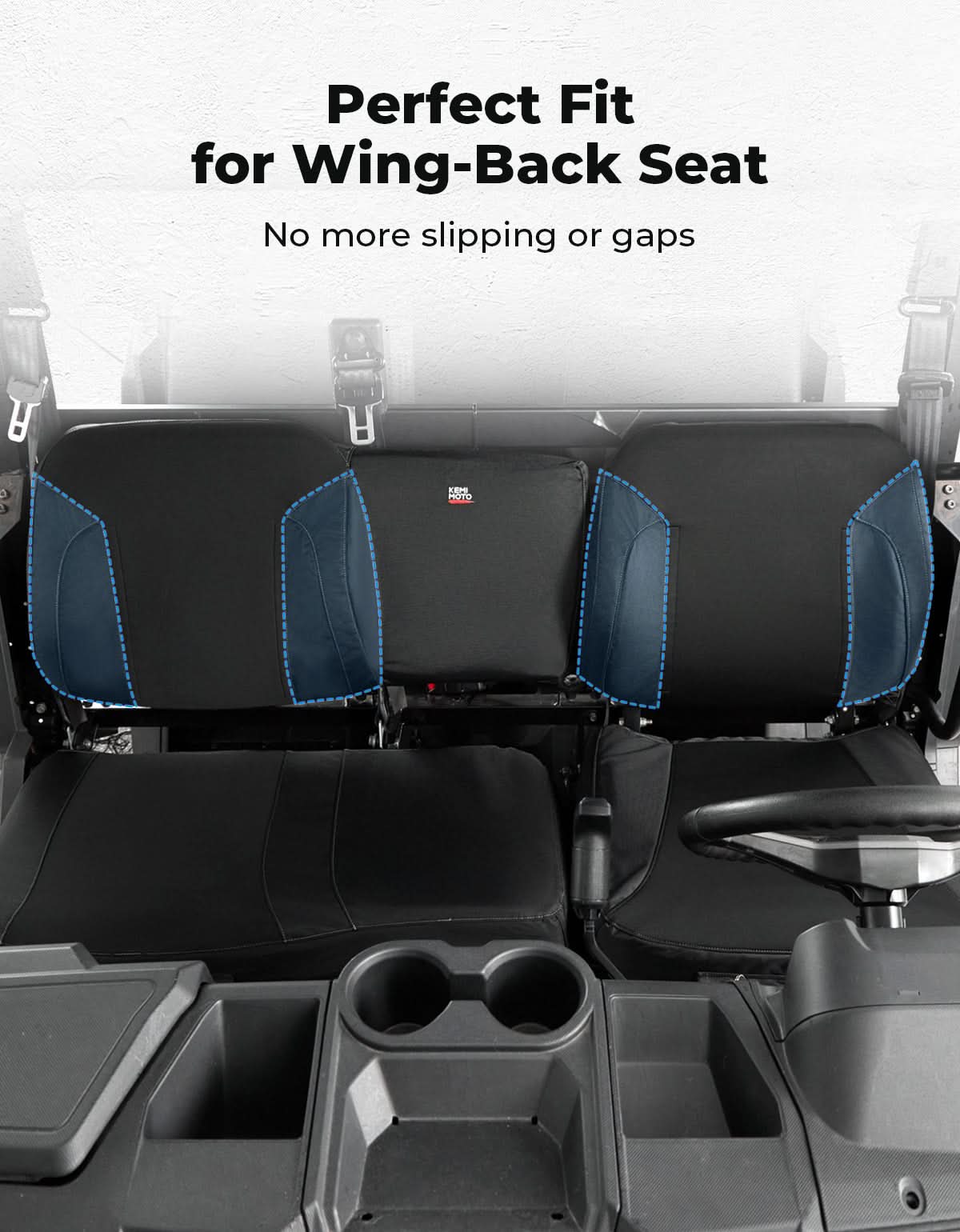 Kemimoto UTV Seat Cover Wingback for Polaris Ranger XP 1000