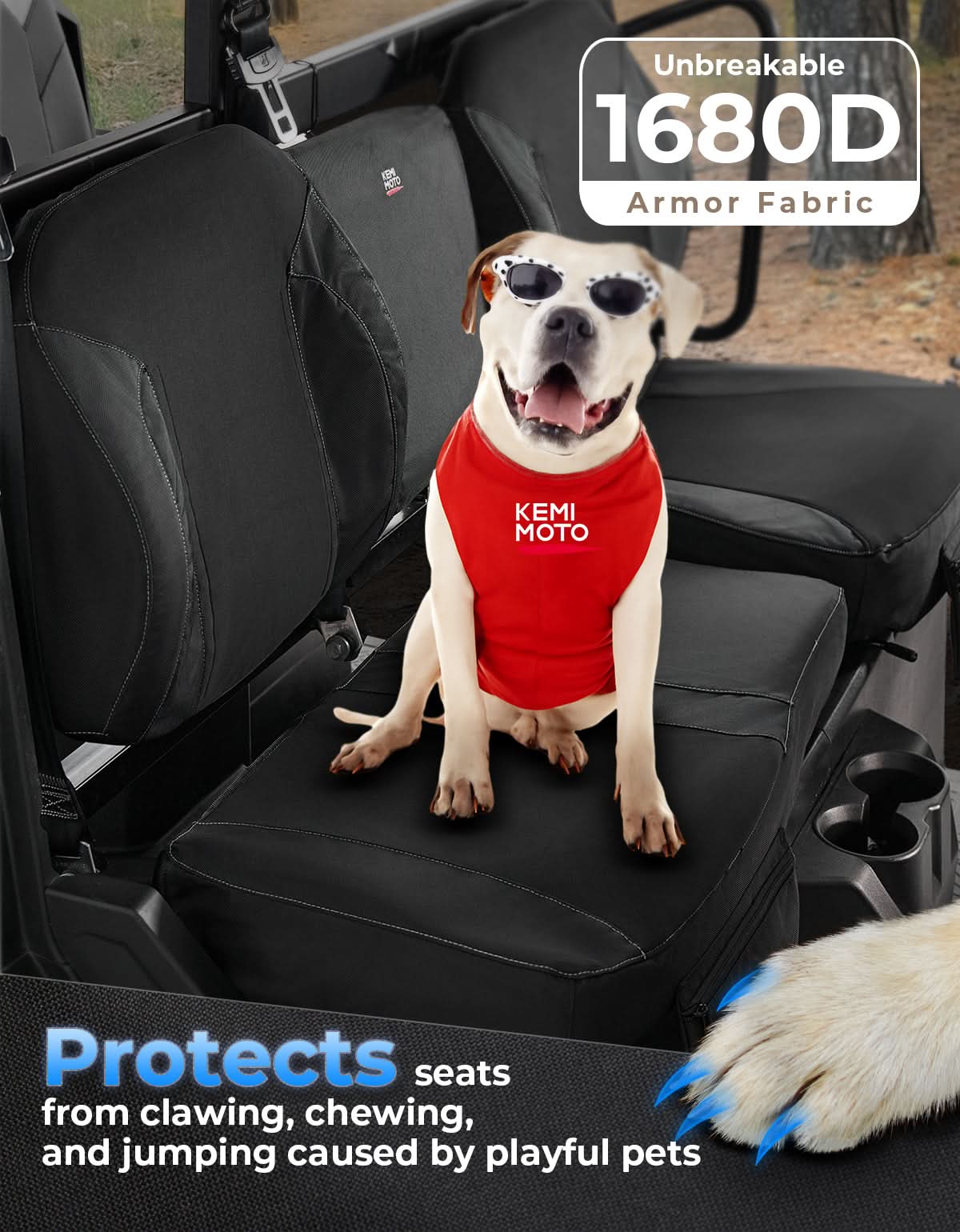 Kemimoto UTV Wingback Seat Cover Set for Polaris Ranger XP