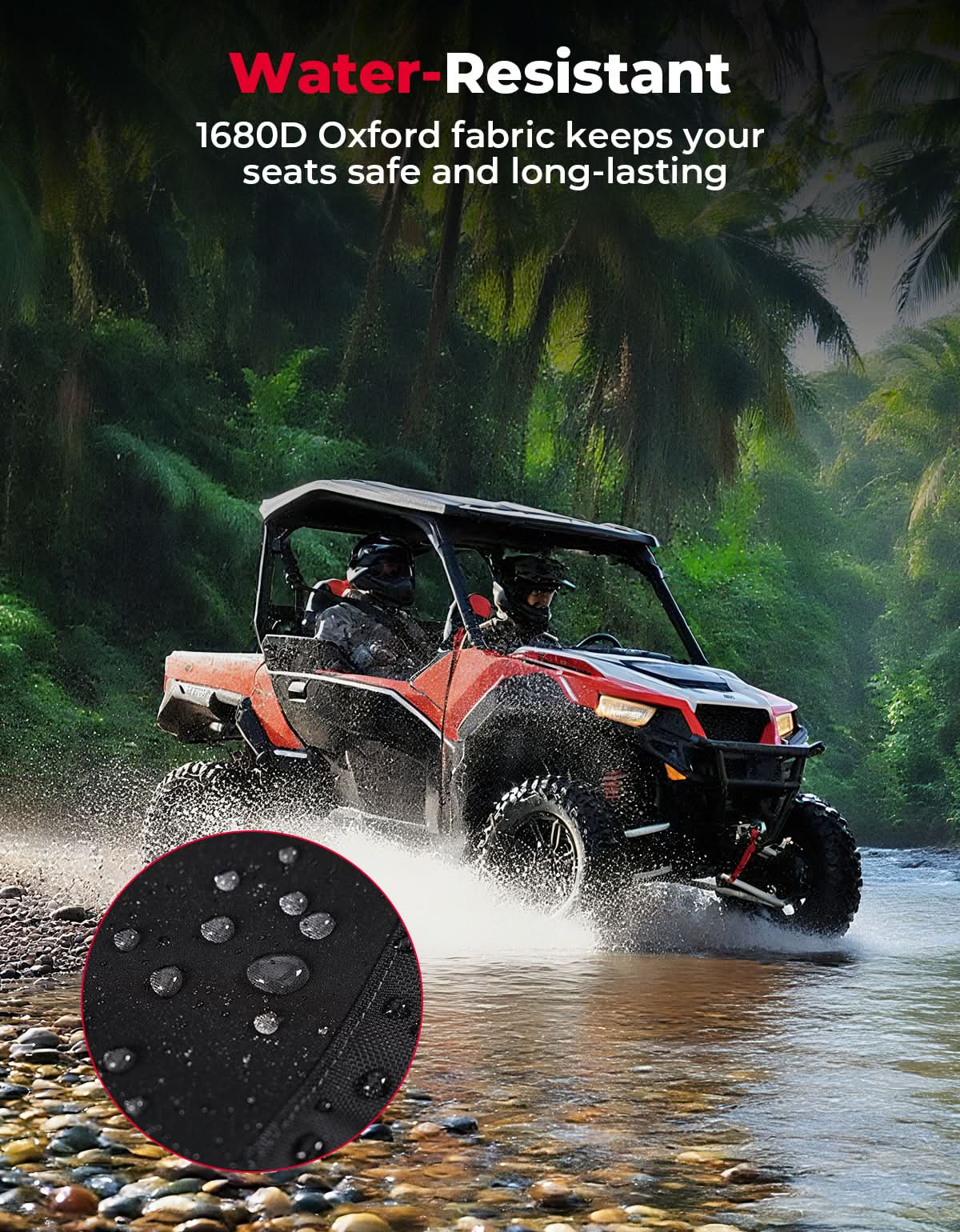 Kemimoto 1680D UTV Seat Covers for Polaris General 1000 Gray