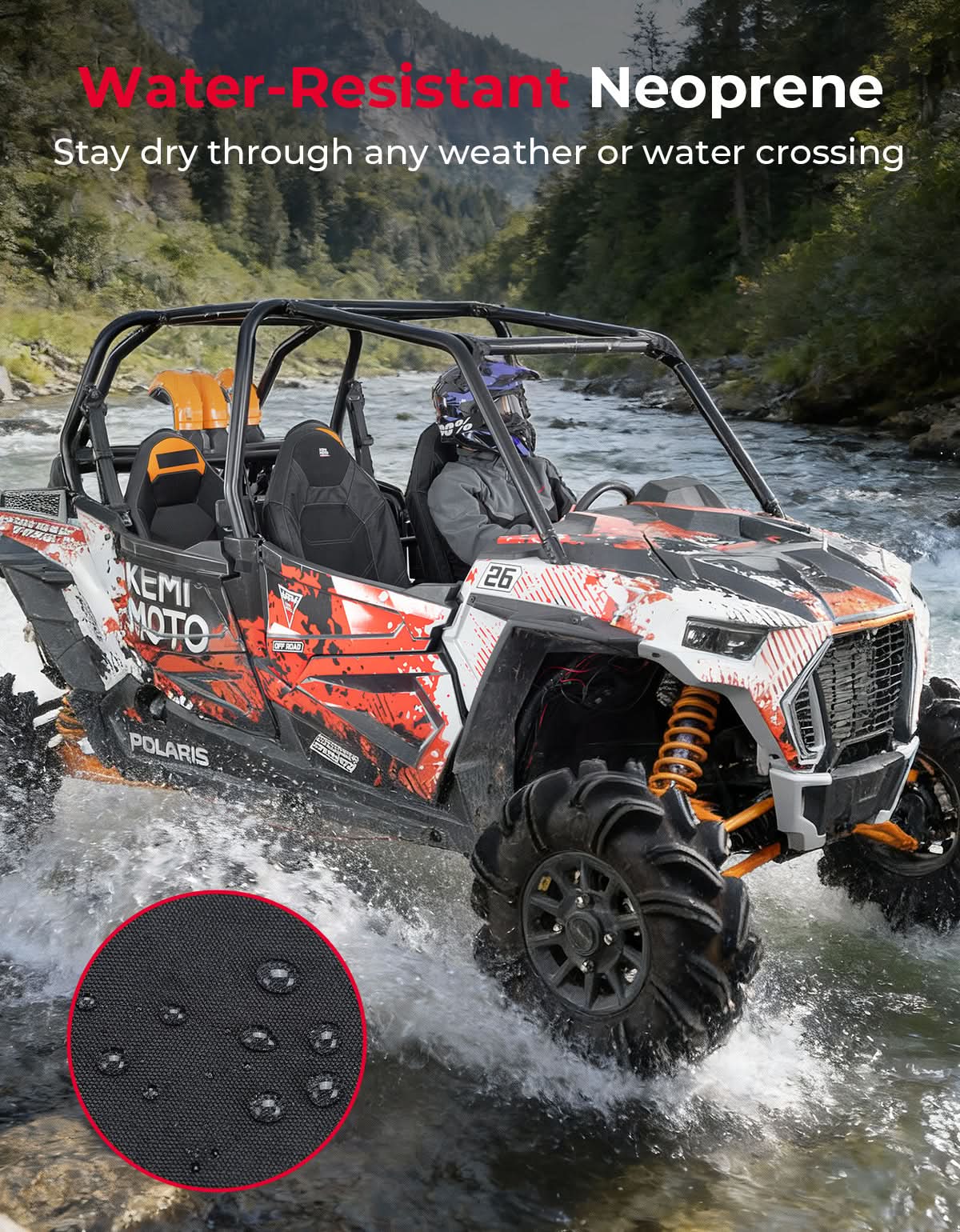 Kemimoto Seat Covers Pocket for Polaris RZR XP 1000/XP Turbo/RS1