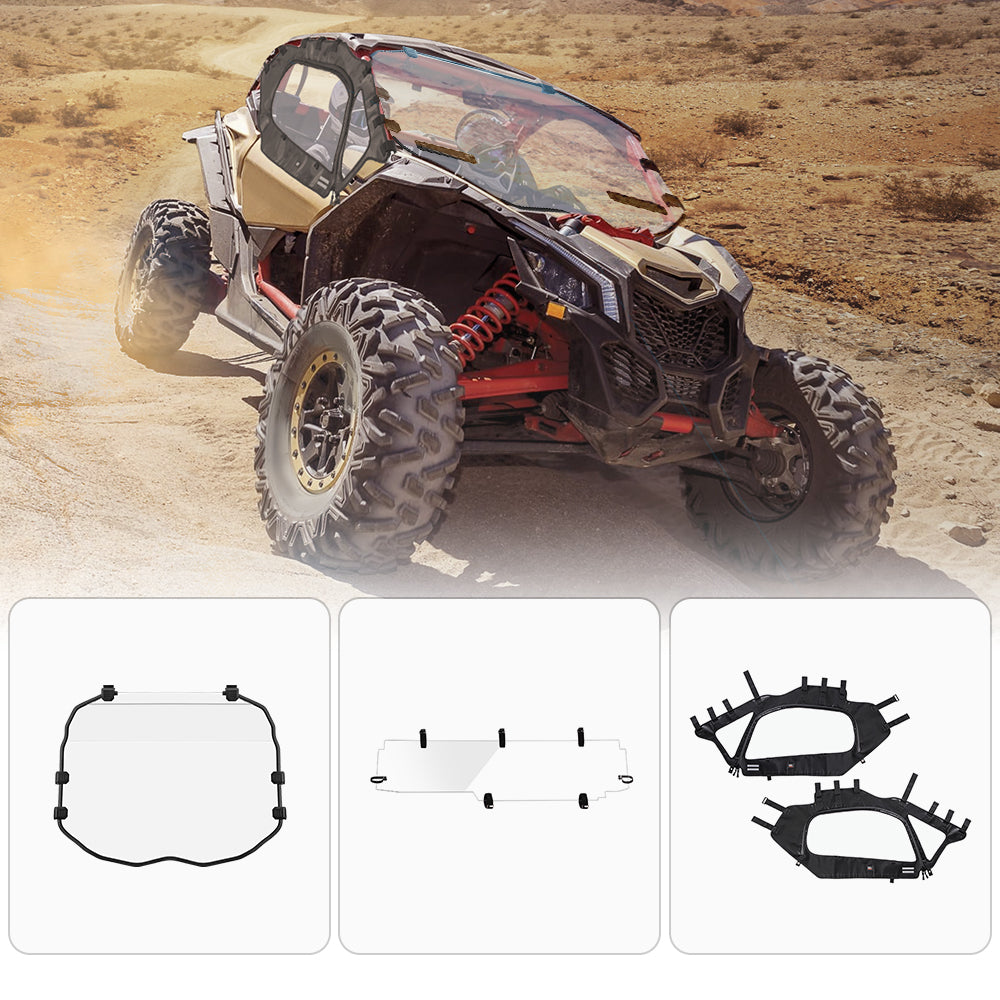 Kemimoto Maverick X3/MAX Full Windshield Set Front Rear Soft Door