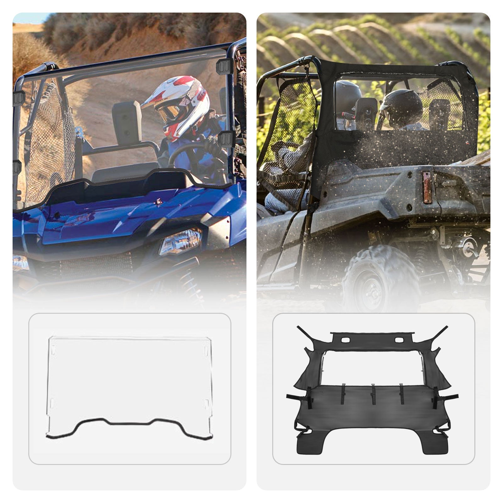 Kemimoto Front Windshield & Panel With Open Window For Pioneer