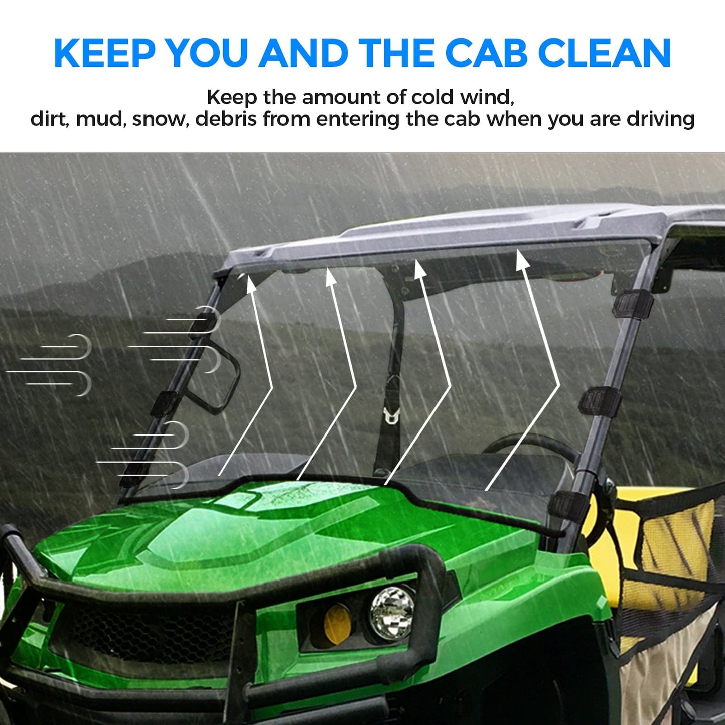 KEMIMOTO Front Full Windshield for John Deere Gator XUV