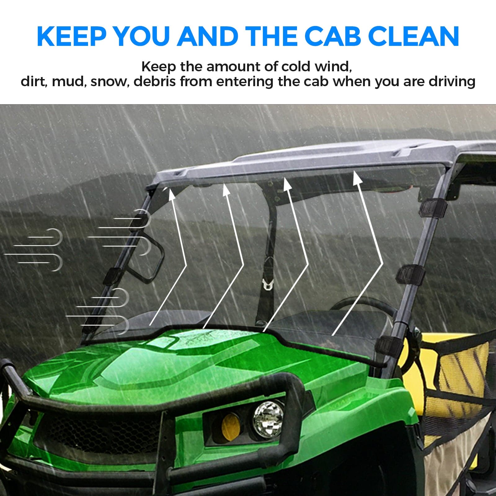 KEMIMOTO Front Full Windshield for John Deere Gator XUV
