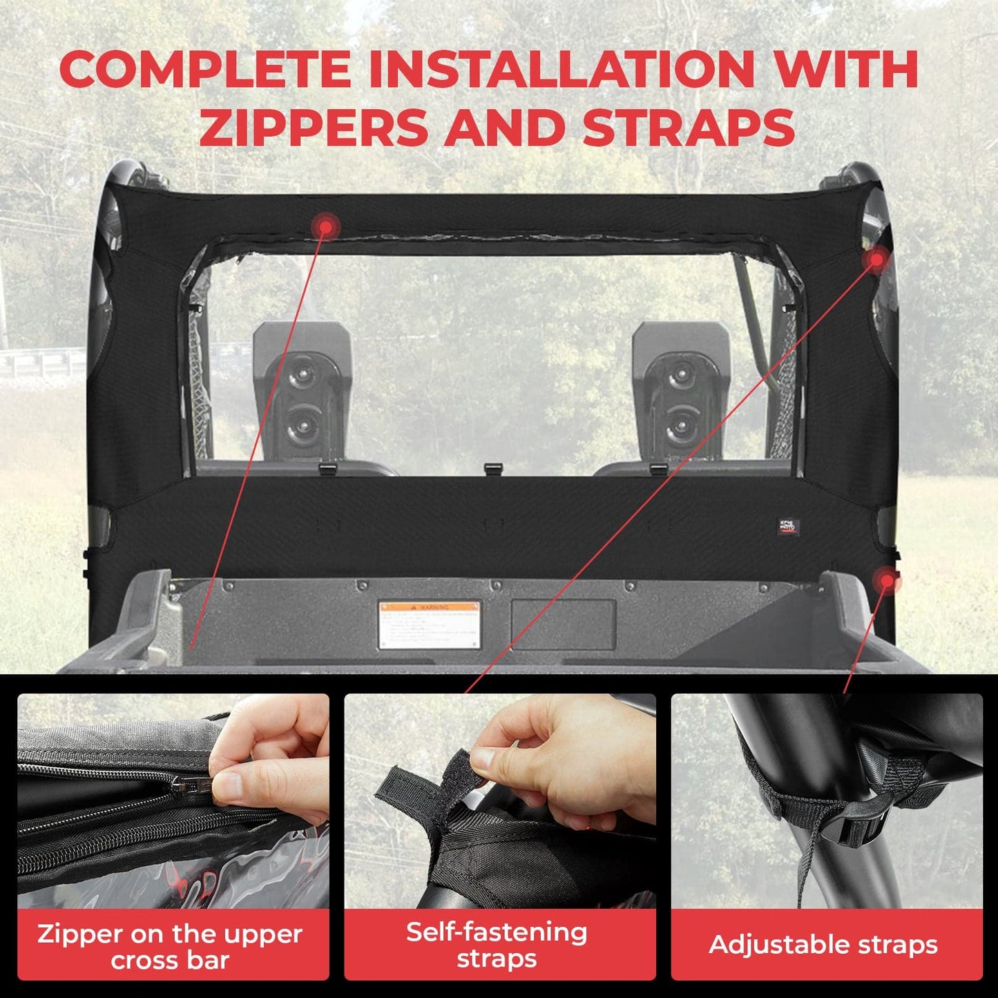 Kemimoto Fabric Rear Panel Open Window for Honda Pioneer 700