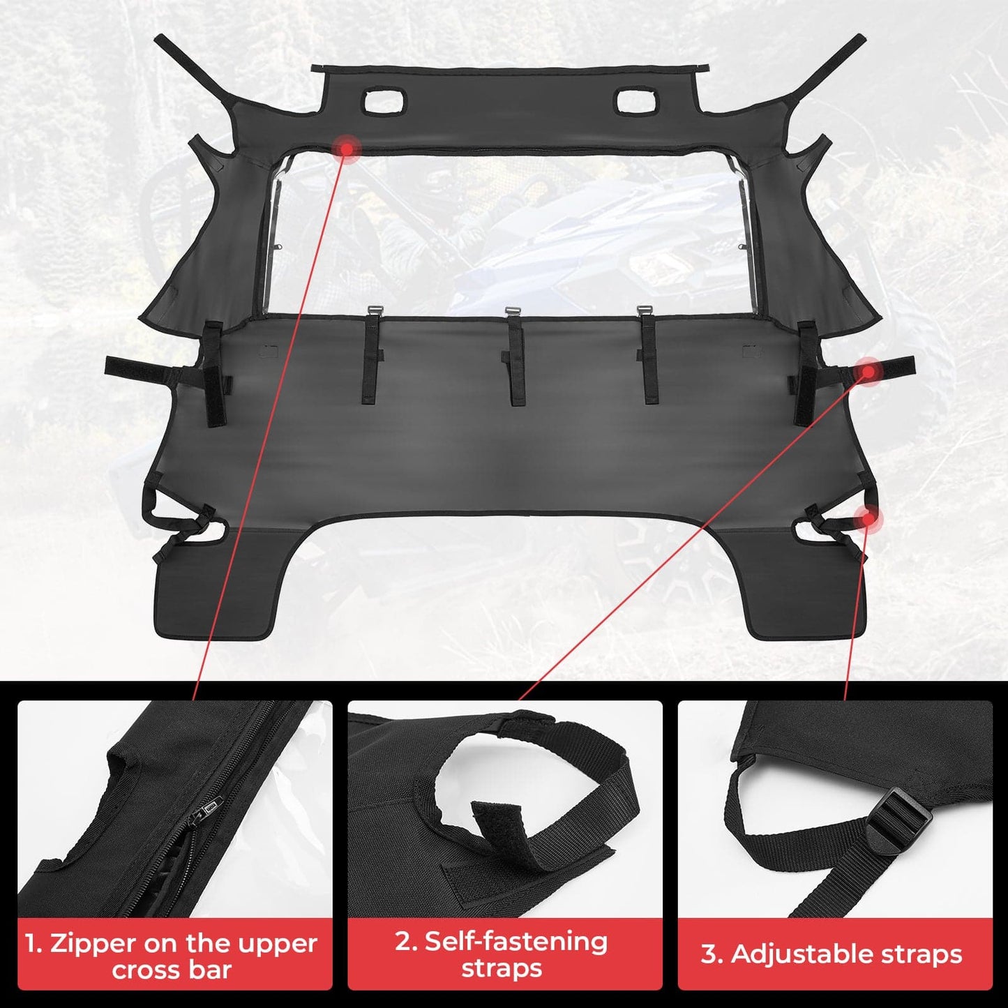 Kemimoto Fabric Rear Panel Open Window for Honda Pioneer 700