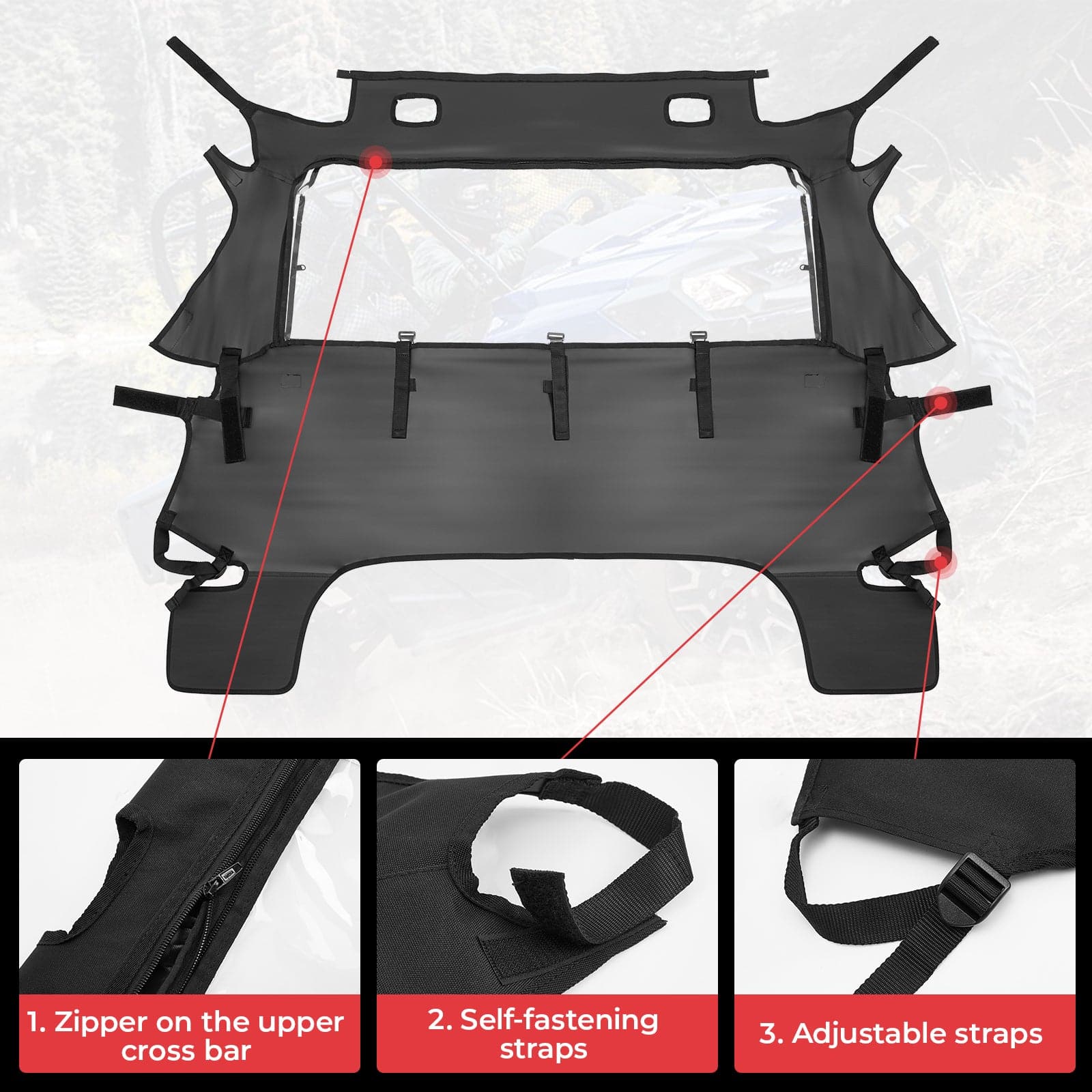 Kemimoto Fabric Rear Panel Open Window for Honda Pioneer 700