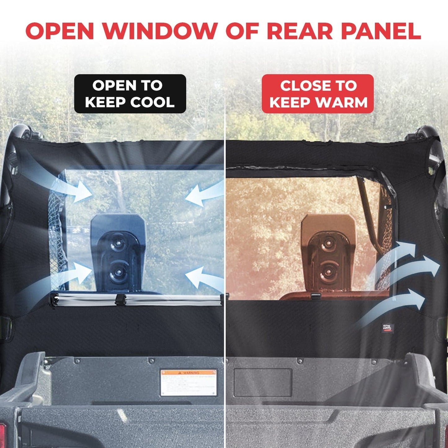 Kemimoto Fabric Rear Panel Open Window for Honda Pioneer 700
