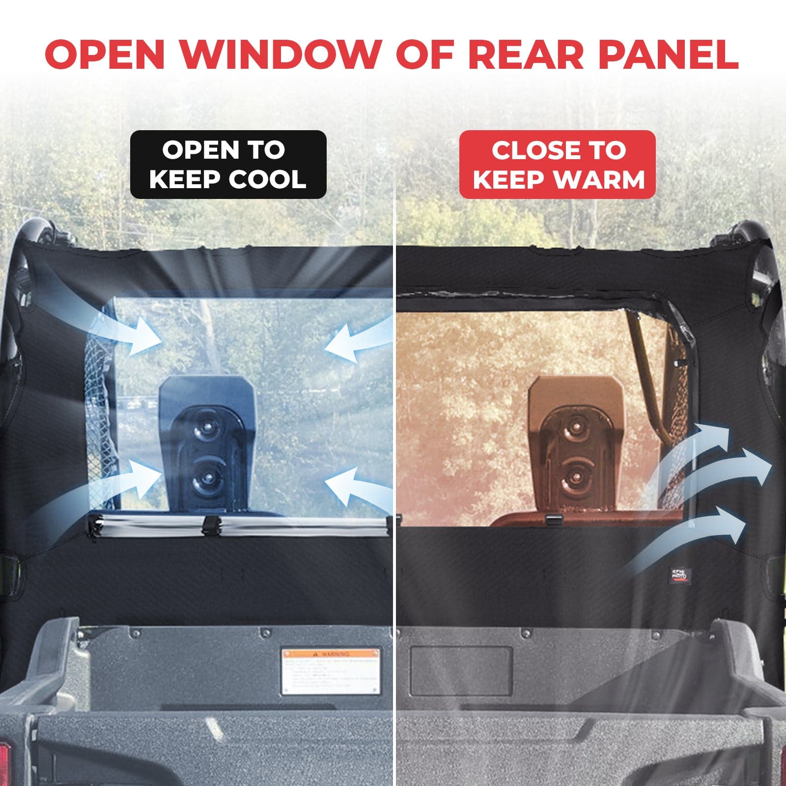 Kemimoto Fabric Rear Panel Open Window for Honda Pioneer 700