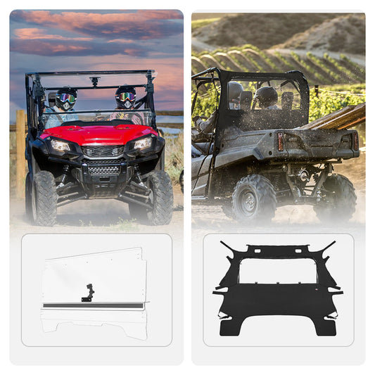 Kemimoto 3-IN-1 Flip Windshield & Rear Panel for Pioneer 700/700-4