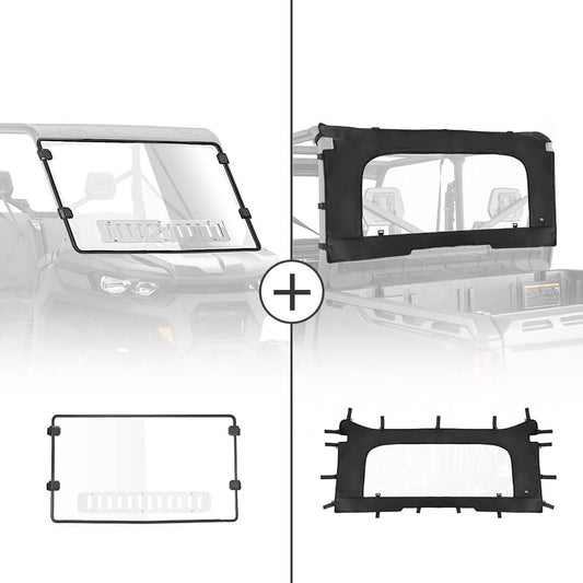 Front Vented Full Windshield & Soft Rear Windshield for Can Am Defender