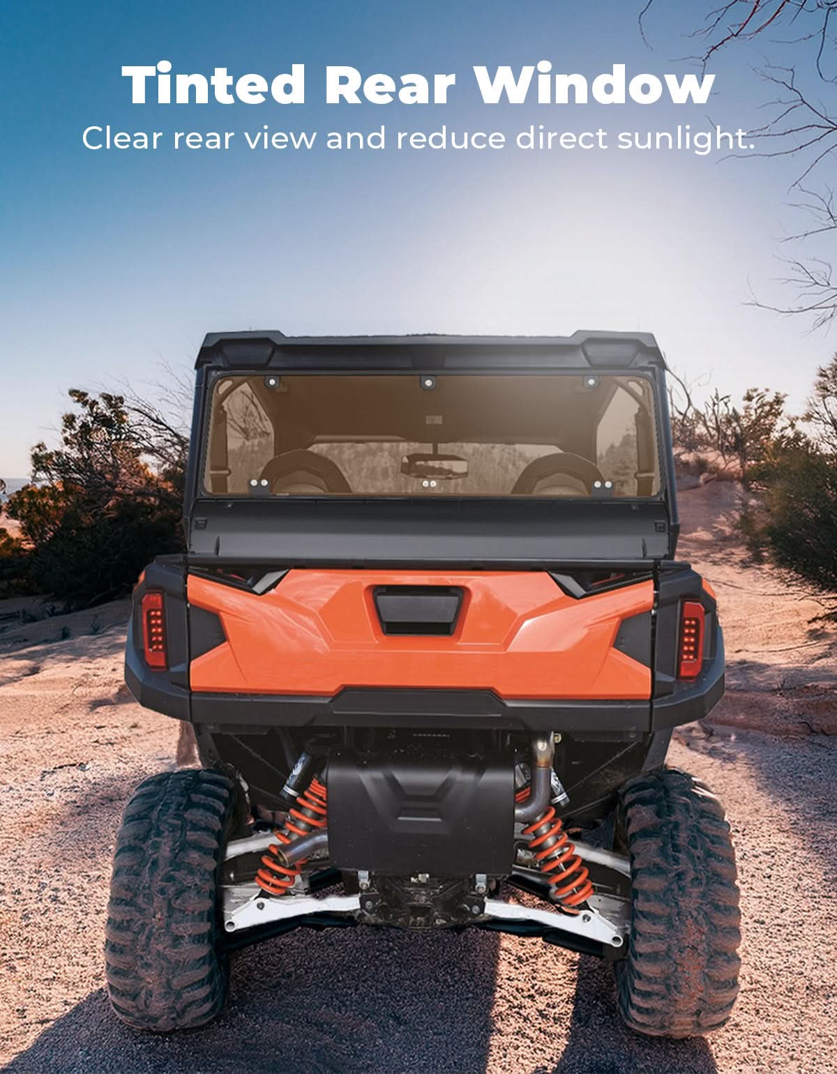 Tinted Rear Hard Windshield for Polaris General 1000/4/XP 1000/4 2016-2026