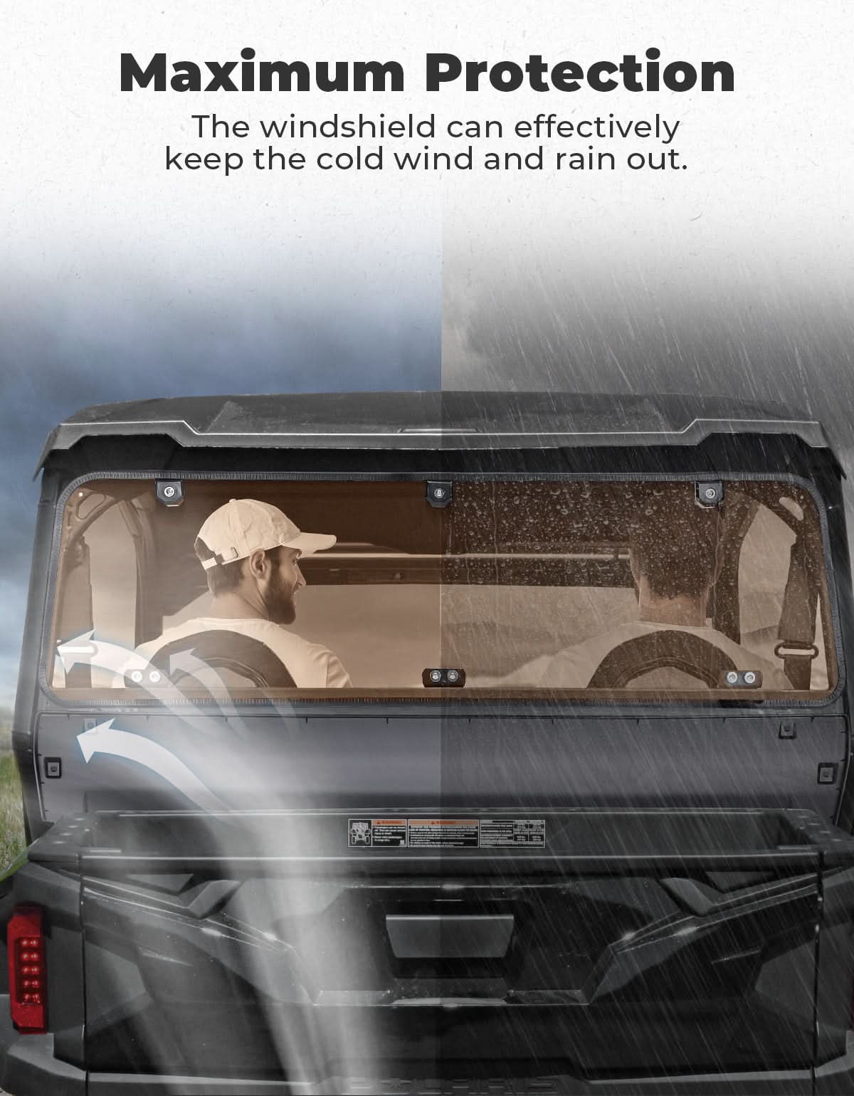 Tinted Rear Hard Windshield for Polaris General 1000/4/XP 1000/4 2016-2026