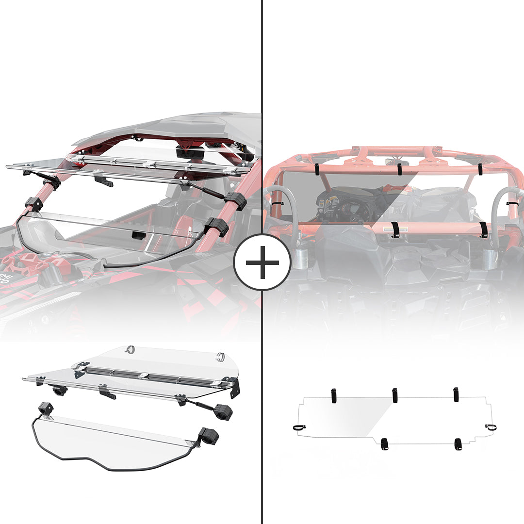 Kemimoto Flip and Rear Windshields for Can‑Am Maverick X3/X3 Max 2017‑2023