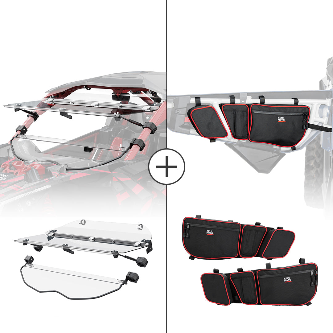 Kemimoto Flip Windshield 1/4" Polycarbonate For 2017-2023 Can-Am Maverick X3