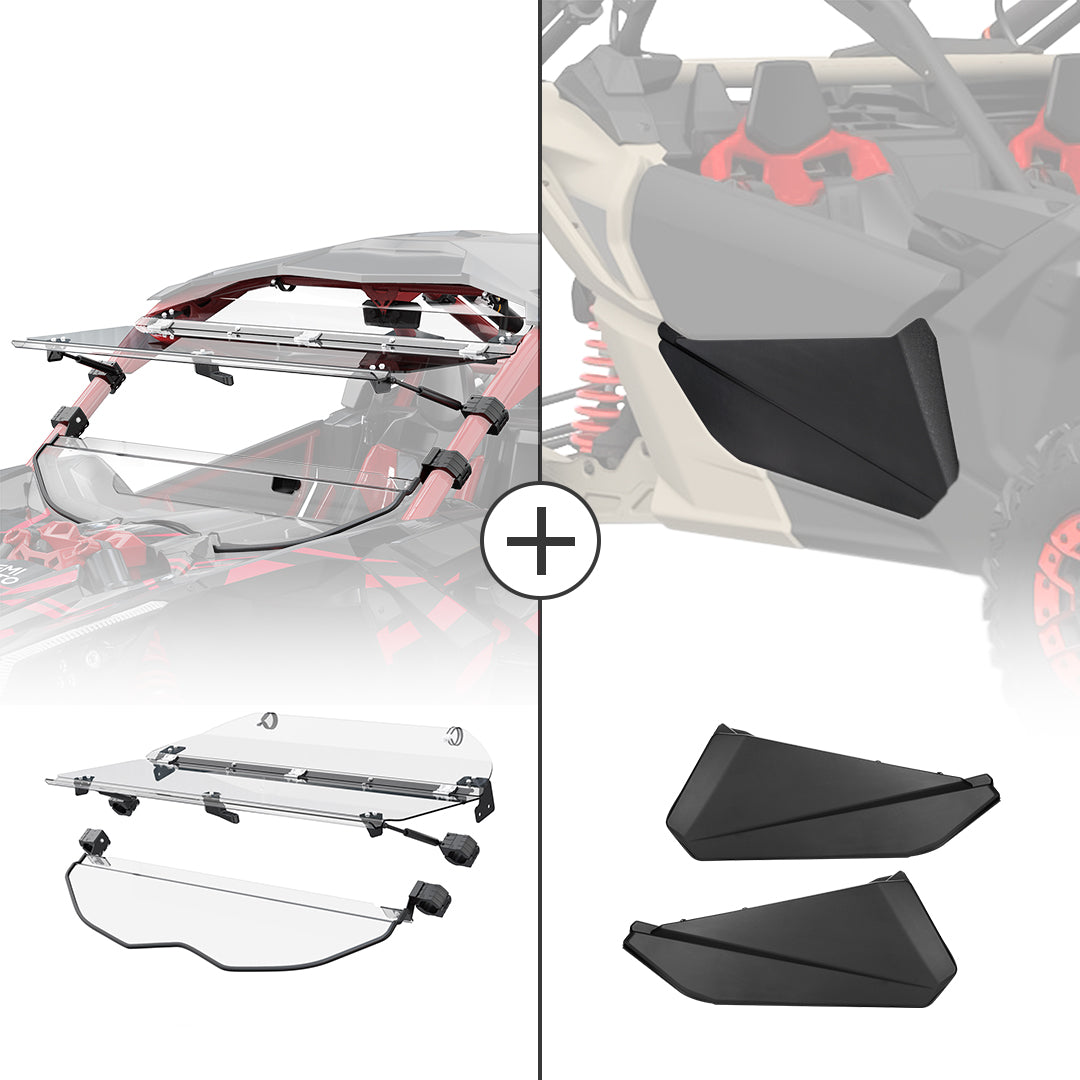 Kemimoto Flip Windshield & Lower Doors for 2017-2023 Can‑Am Maverick X3