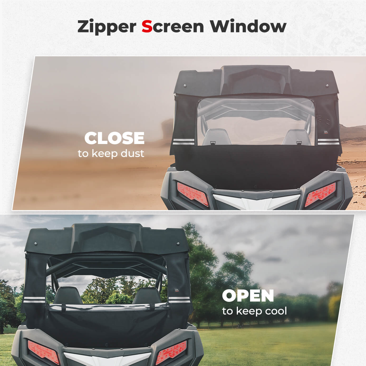 Kemimoto Rear Windshield Roll Up/Down for CFmoto ZForce 500/800/1000