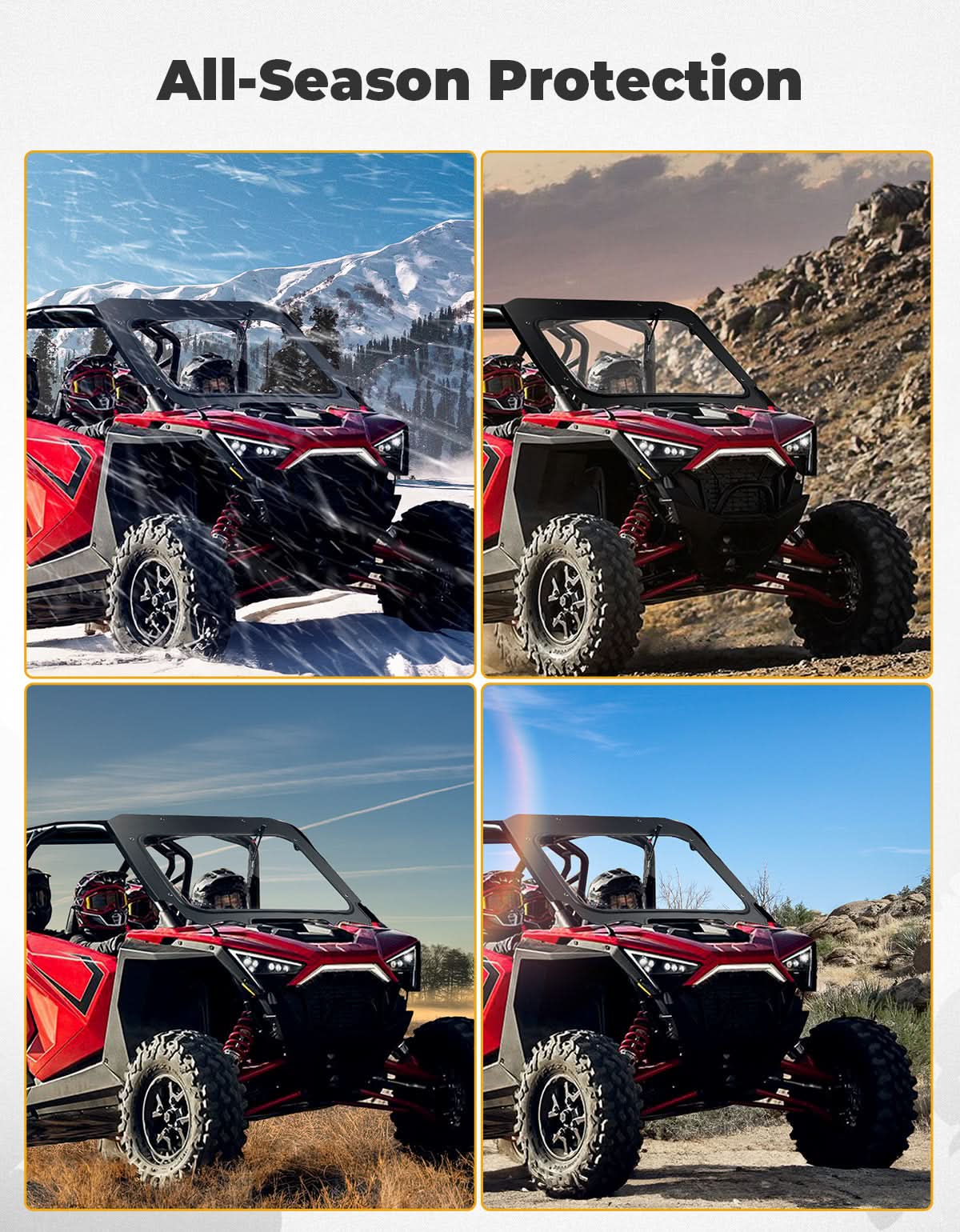 Kemimoto Glass Front Windshield with Manual Wipers 2020-2024 Polaris RZR