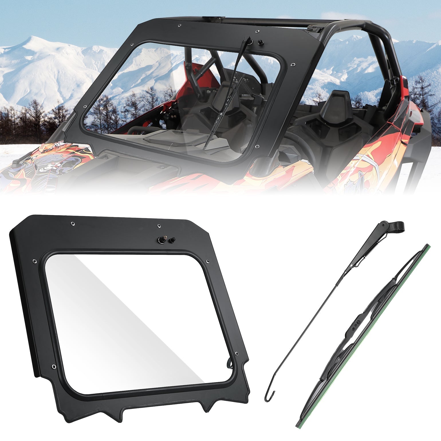 Kemimoto Glass Windshield with Electric Wipers 2020-2024