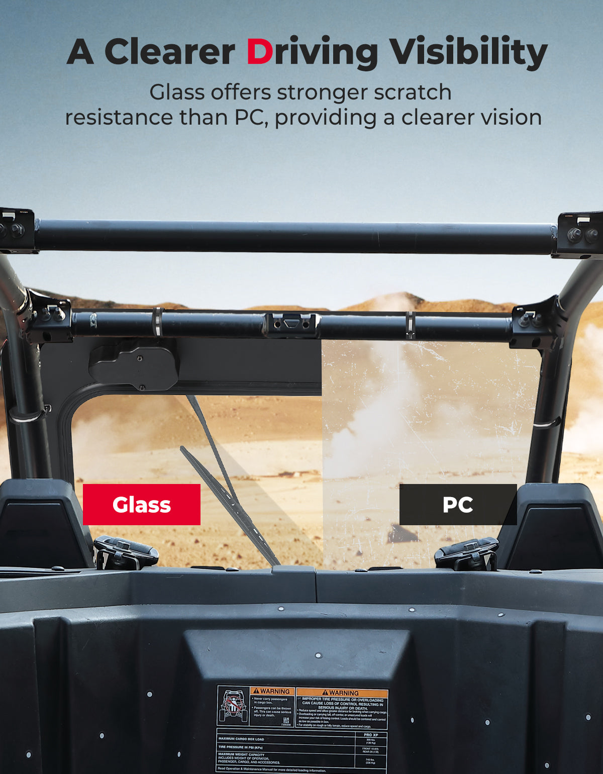 Kemimoto Glass Windshield with Electric Wipers 2020-2024