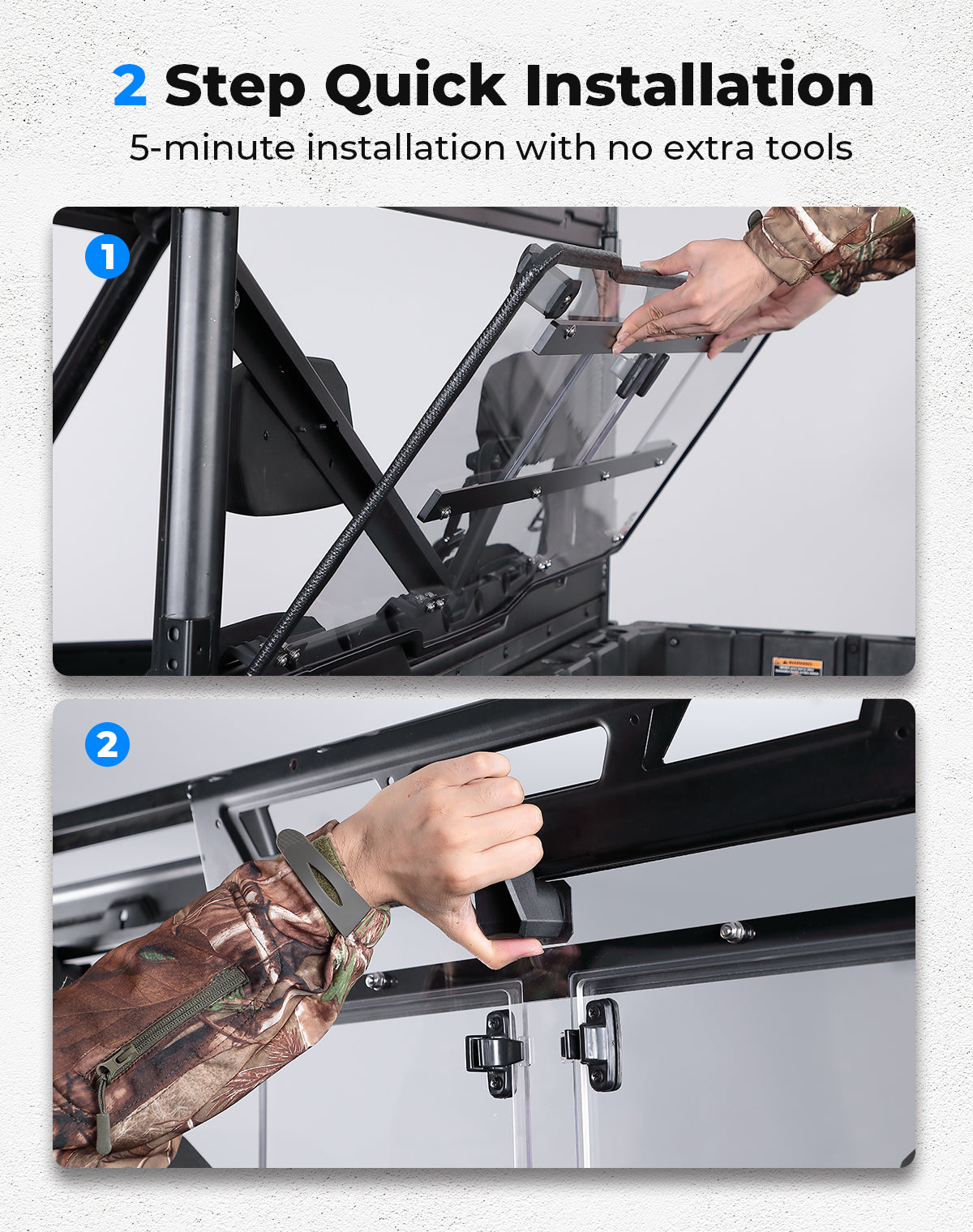 Kemimoto 2-in-1 Sliding Rear Windshield for Polaris Ranger XP 1000