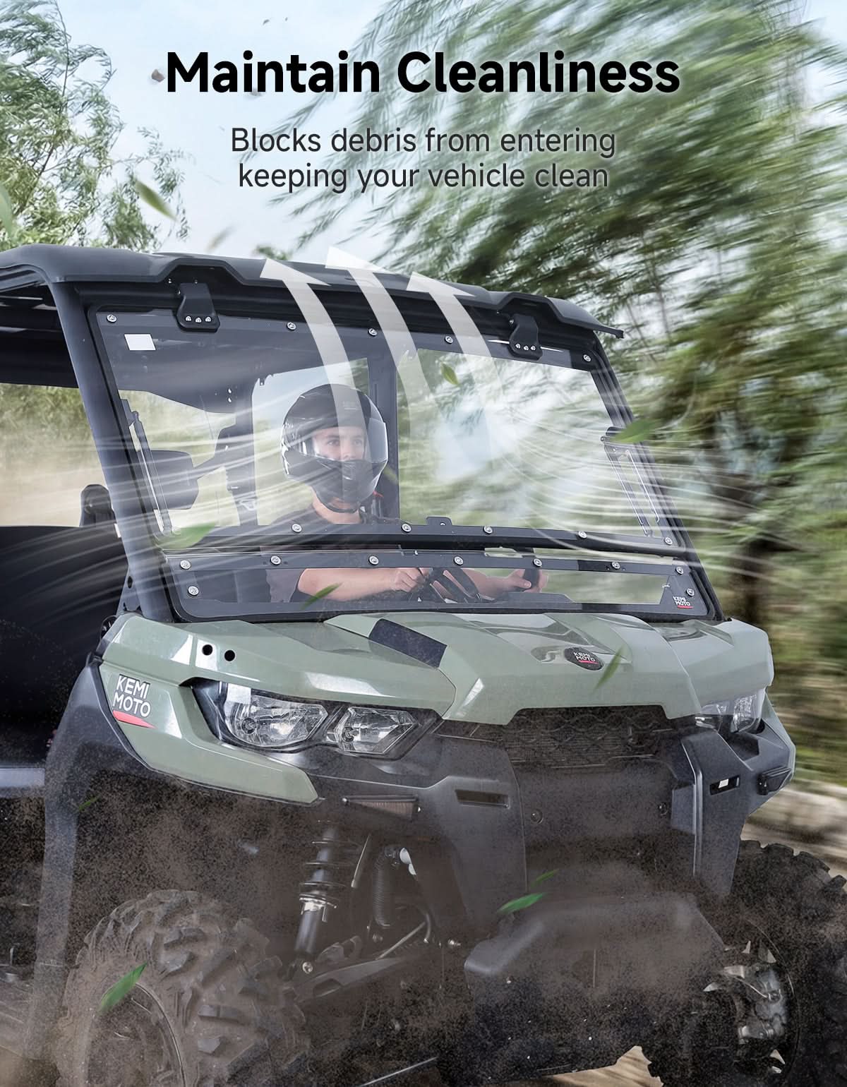 Kemimoto Flip Front Windshield for Can‑Am Defender / Defender MAX (2016+)