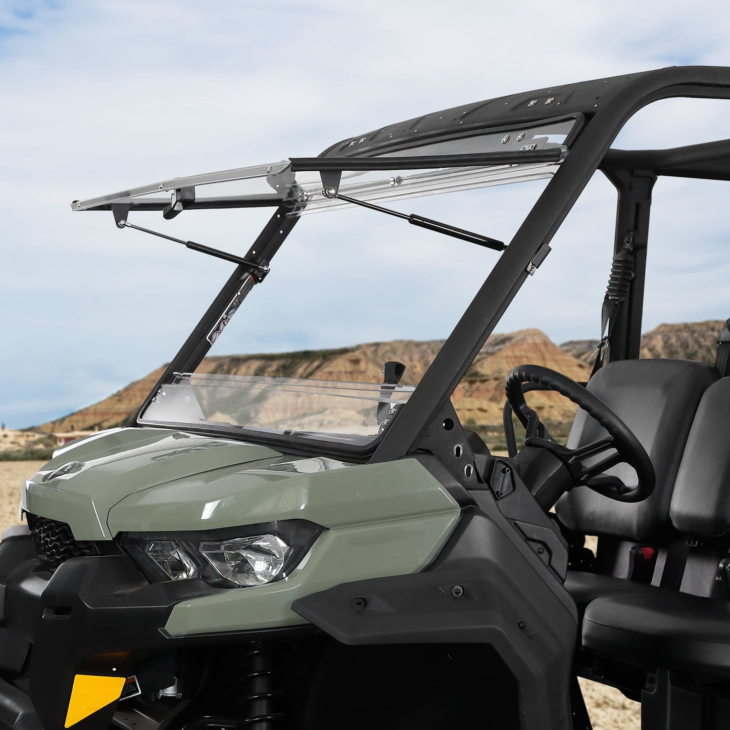 Kemimoto 2-in-1 Flip Windshield 1/5" Thick Polycarbonate for Can‑Am Defender