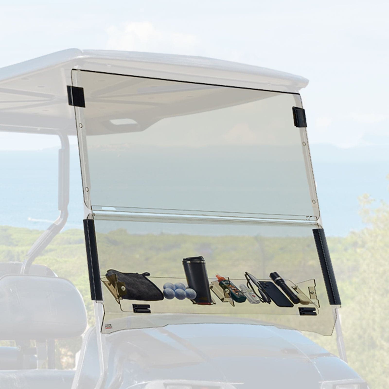 Folding Down Windshield Tinted W/ Storage for EZGO TXT