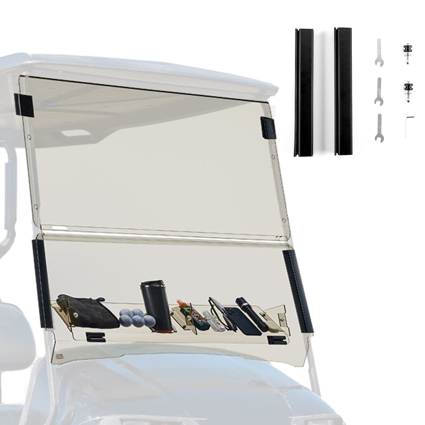 Folding Down Windshield Tinted W/ Storage for EZGO TXT