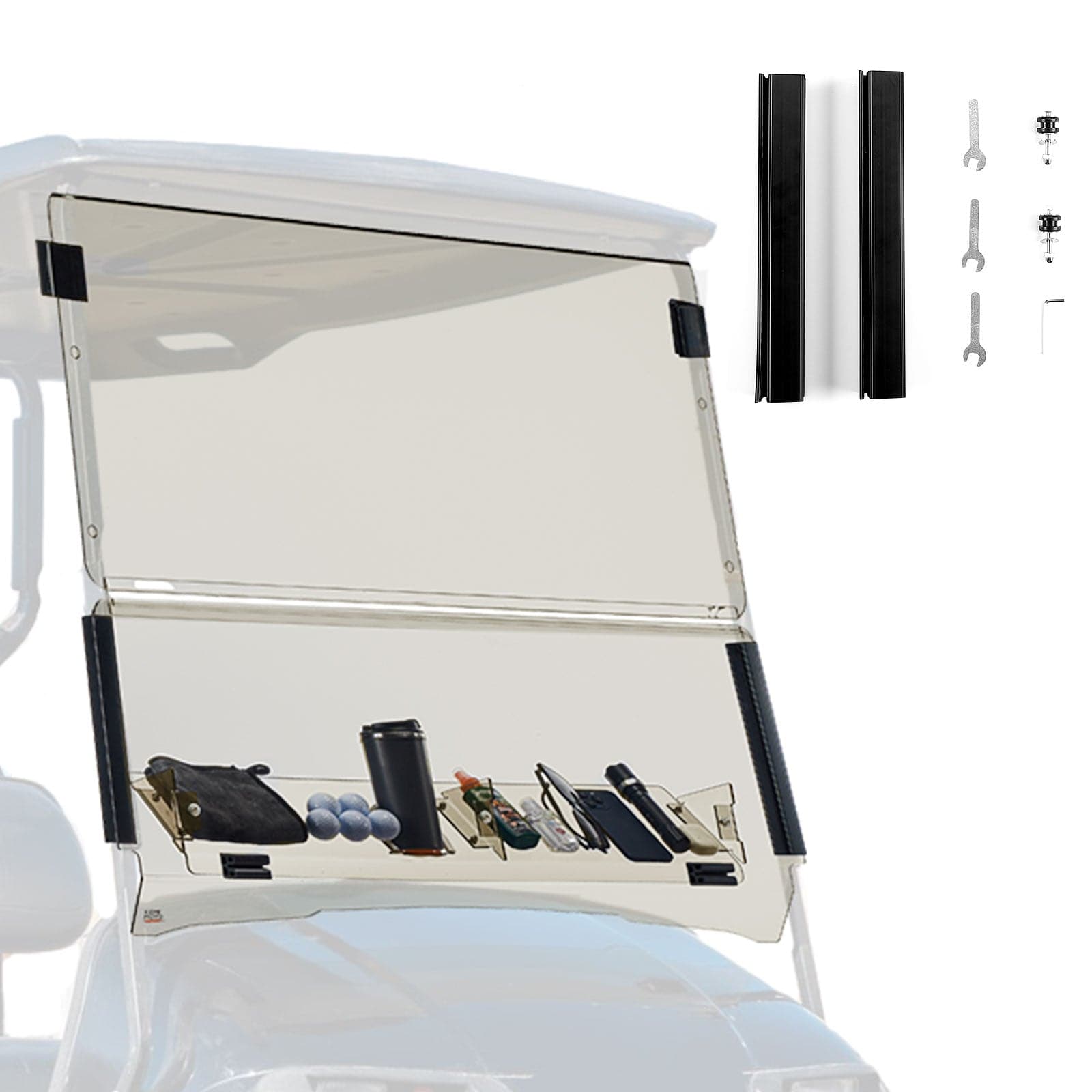 Folding Down Windshield Tinted W/ Storage for EZGO TXT